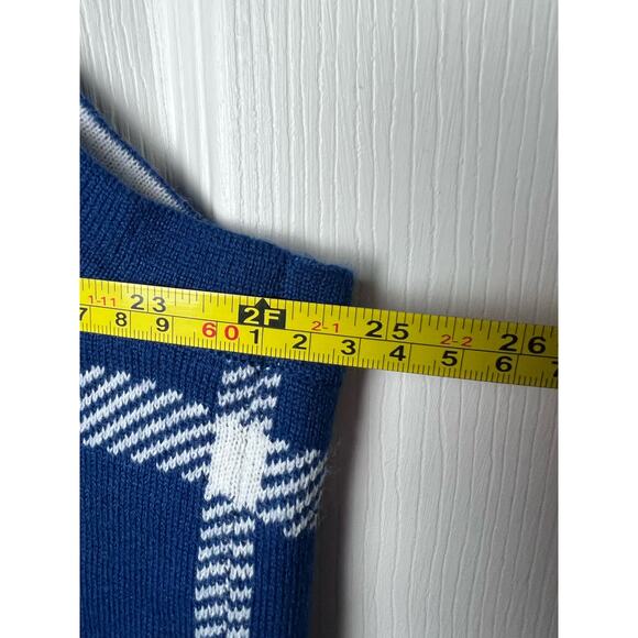 Blair Sleeveless Open Front Plaid Vest Blue, White Women's Size XL - Picture 7 of 7